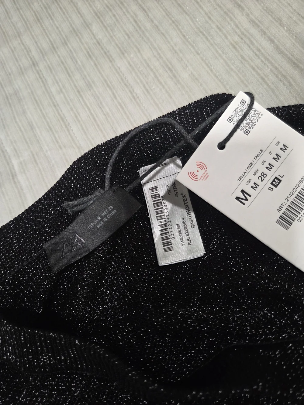 Zara METALLIC KNIT SKIRT M